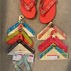 Lindsay Phillips women’s coral Flip Flops - with 8 Interchangeable Straps- sz 10